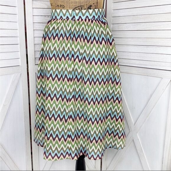 ModCloth Daytime Dazzler Chevron Stripe A Line Skirt Pastel Multicolor Medium - Picture 5 of 14